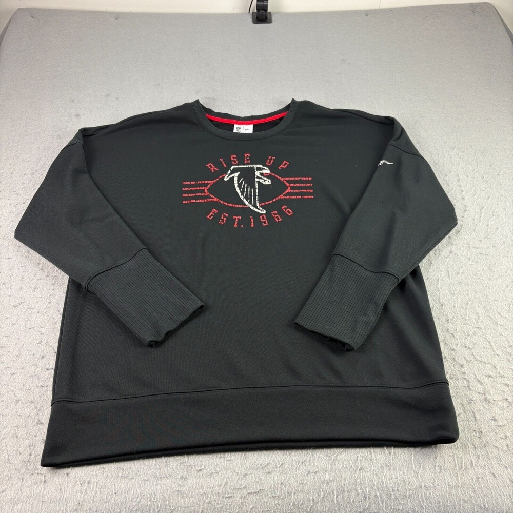 Atlanta Falcons Nike Sweatshirt Womens XL Black Dri Fit Pullover Relaxed Fit NFL